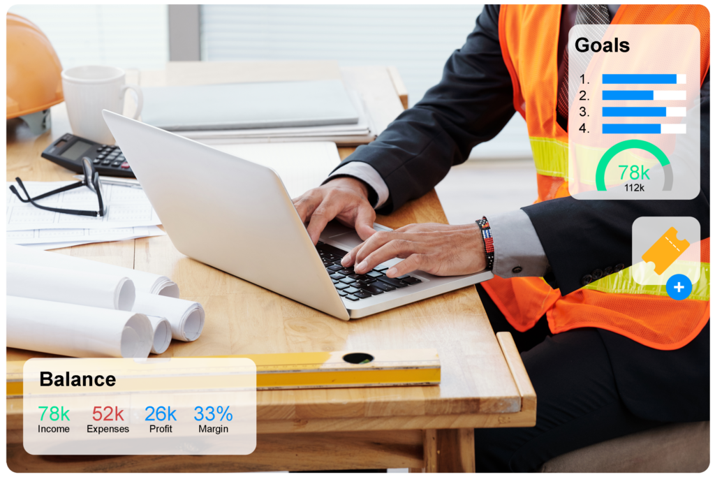 Iconos representando ahorro de tiempo, dinero, materiales y reducción de problemas con Builtz